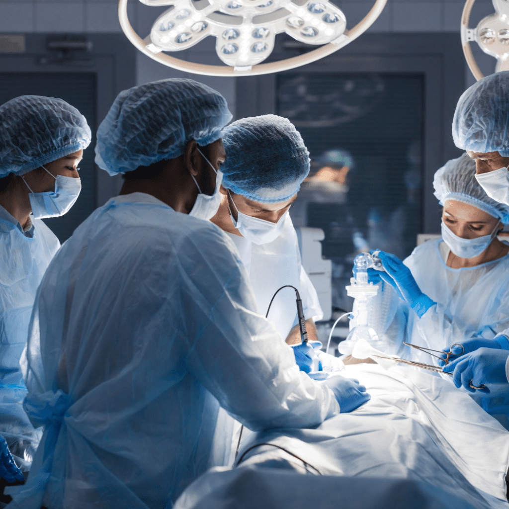 Doctors performing surgery in the OR